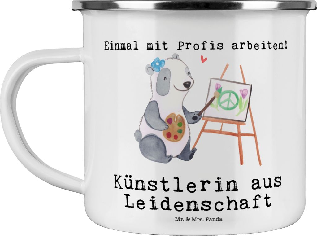 Mr. & Mrs. Panda Teetasse Künstlerin Leidenschaft - Weiß - Geschenk, Kaffeepott, Teebecher, Haferl, Lustig, Pott, Witzig, Spruch, Kunstschule, Em...