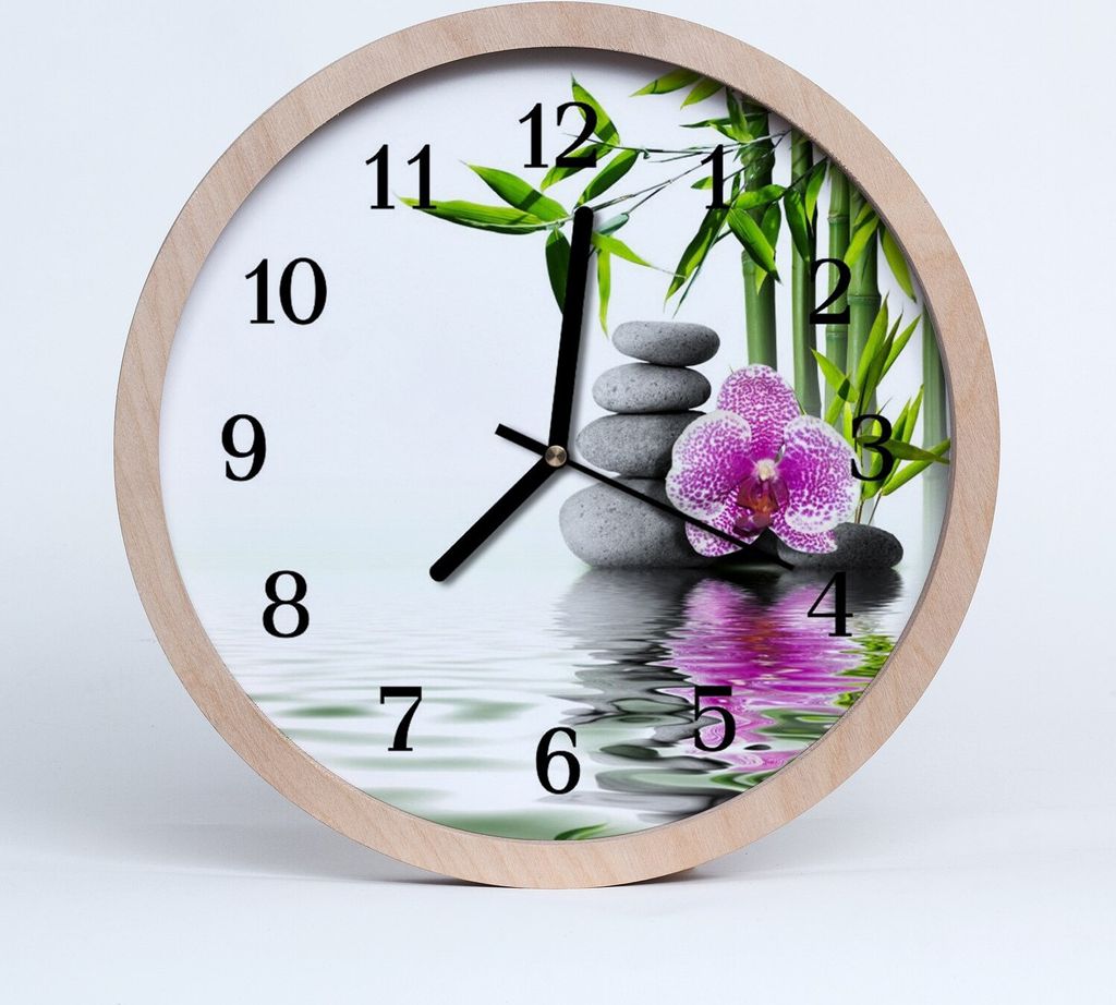 Holzuhr 30fi cm wanduhr - Steine ORCHIDEEBLUMEN