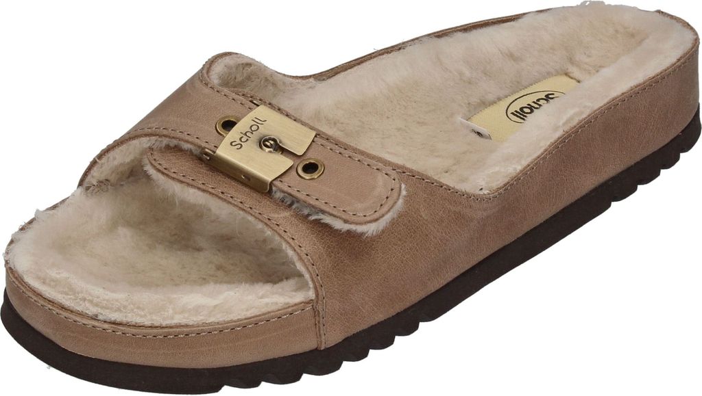 SCHOLL Damenschuhe Pantoletten MEG FUR - taupe, Größe:38 EU