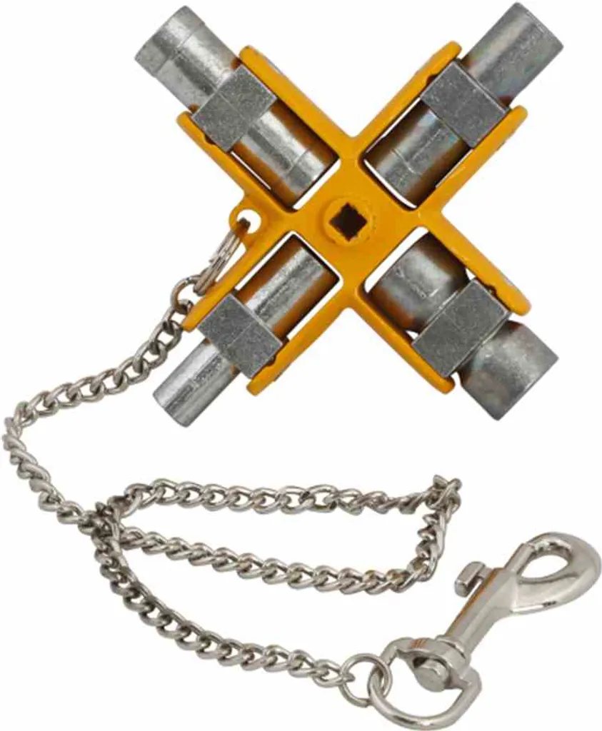 Clé technique 11 fonctions avec embouts interchangeables argent jaune