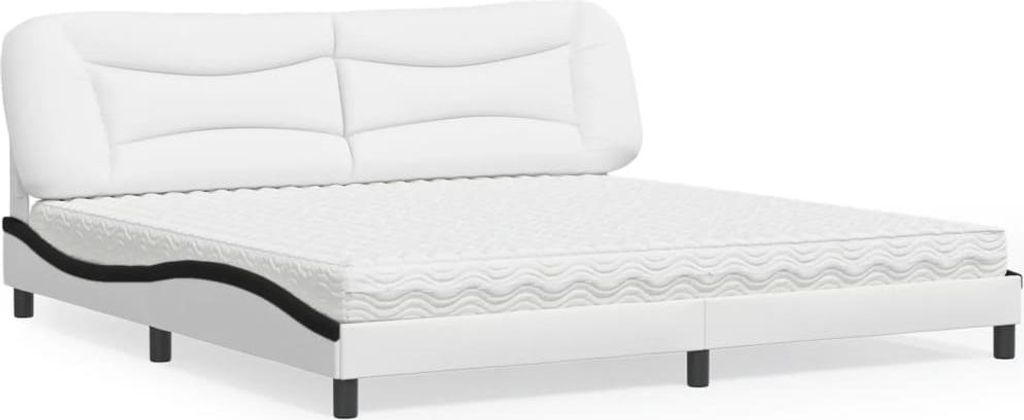 vidaXL Bett mit Matratze "Hvar" Weiß und Schwarz 200x200 cm Kunstleder