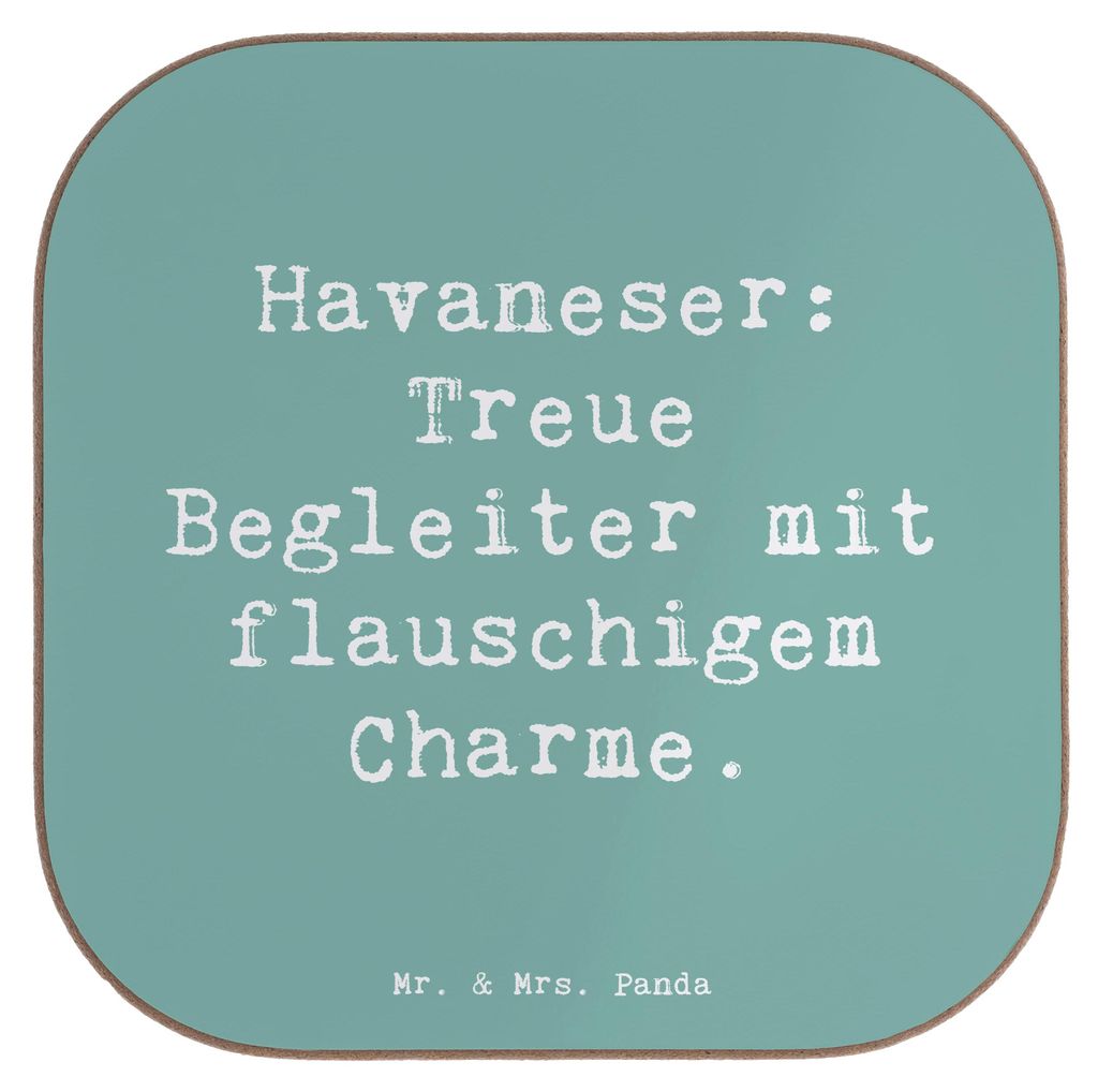 Mr. & Mrs. Panda Untersetzer für Gläser Spruch Havaneser Charme - Meeresbrise - Geschenk, Hunde, Hunderassen Charakter, liebevoller Wesen, Tassen...