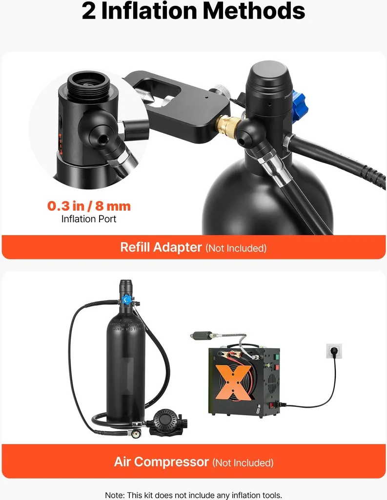 Mini-bouteille de plongée 2L portable rechargeable avec sac à dos - 5