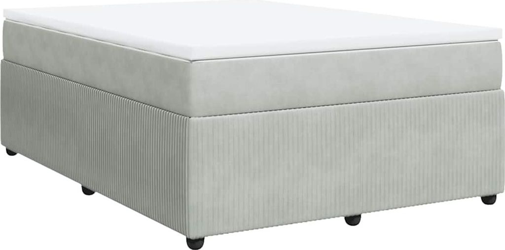 vidaXL Boxspringbett mit Matratze Hellgrau 160x200 cm Samt