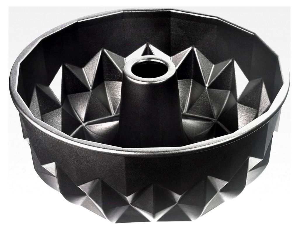 Gugelhupfform 25 cm mit geometrischer Oberflächenstruktur, antihaftbeschichtet, schwarz, 25,5 x 25,5 x 11,5 cm