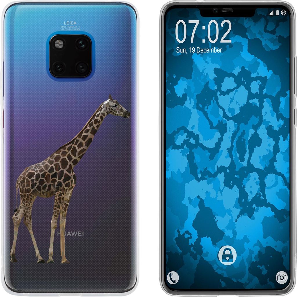 PhoneNatic Case kompatibel mit Huawei Mate 20 Pro Silikon-Hülle Vektor Tiere Giraffe M8