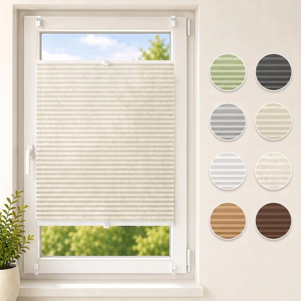 Plissee Klemmfix ohne Bohren 80x130cm Leinen Sichtschutz Produktbild 