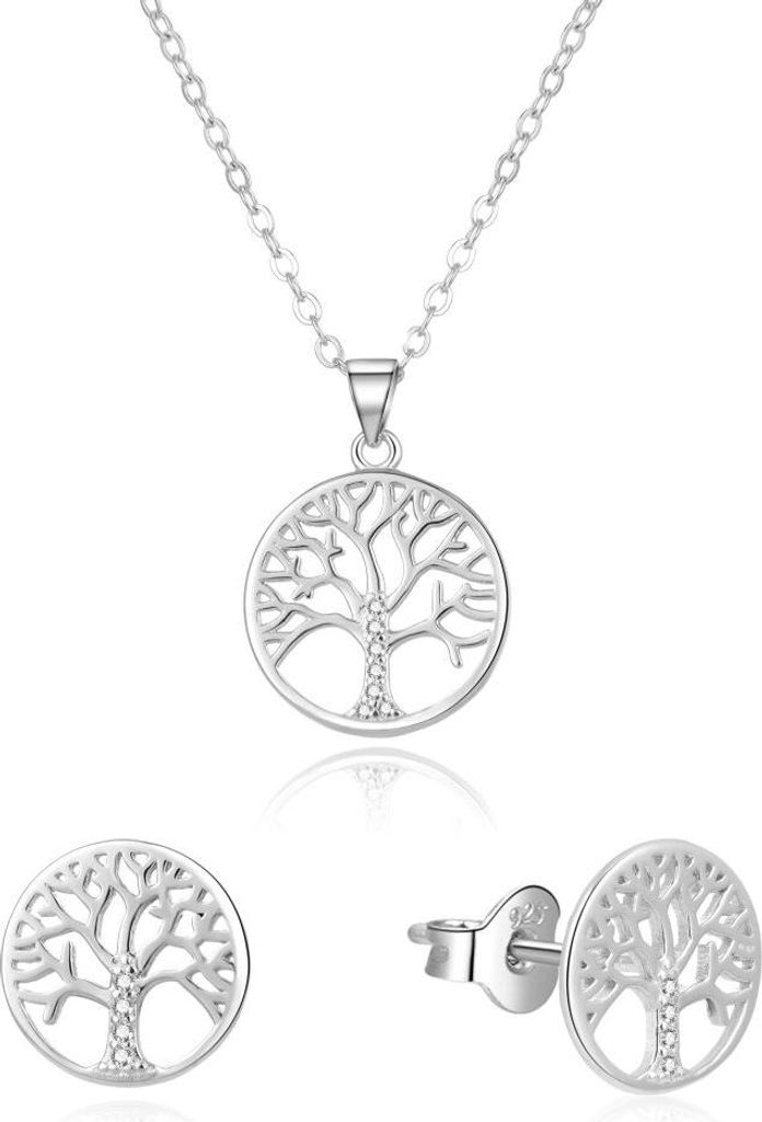 Silbernes Schmuckset Baum des Lebens AGSET214R ( Halskette, Ohrringe)