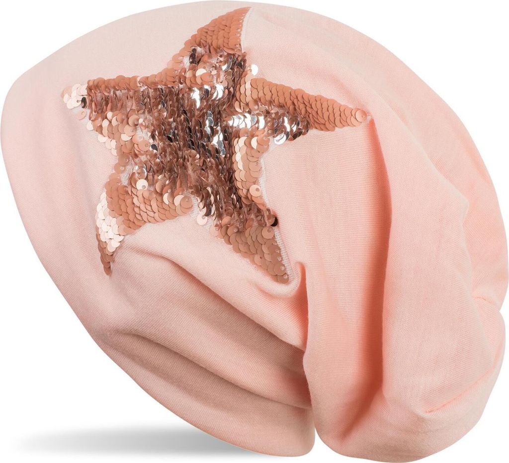 styleBREAKER Beanie Mütze mit Wendepailletten Stern Applikation, Slouch Longbeanie, Damen 04024141