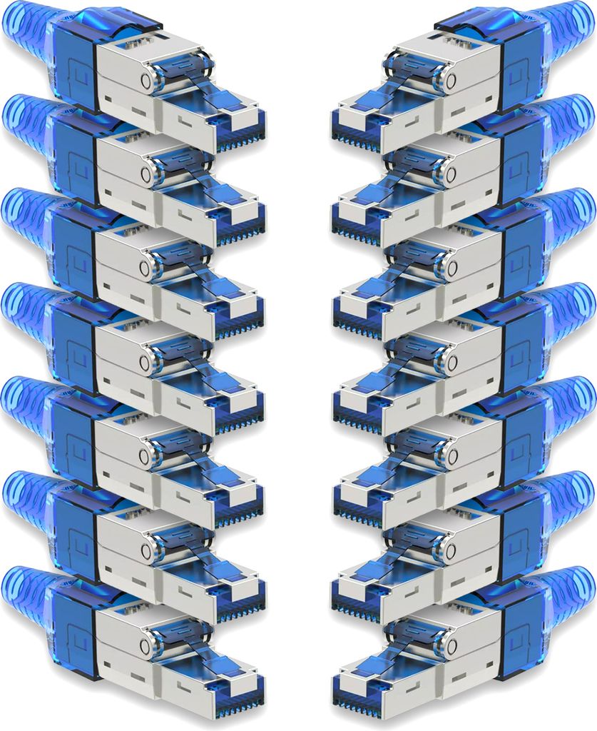 14x Netzwerk Stecker CAT 7 Werkzeuglos RJ45 CAT7 Netzwerkstecker Netzwerkkabel