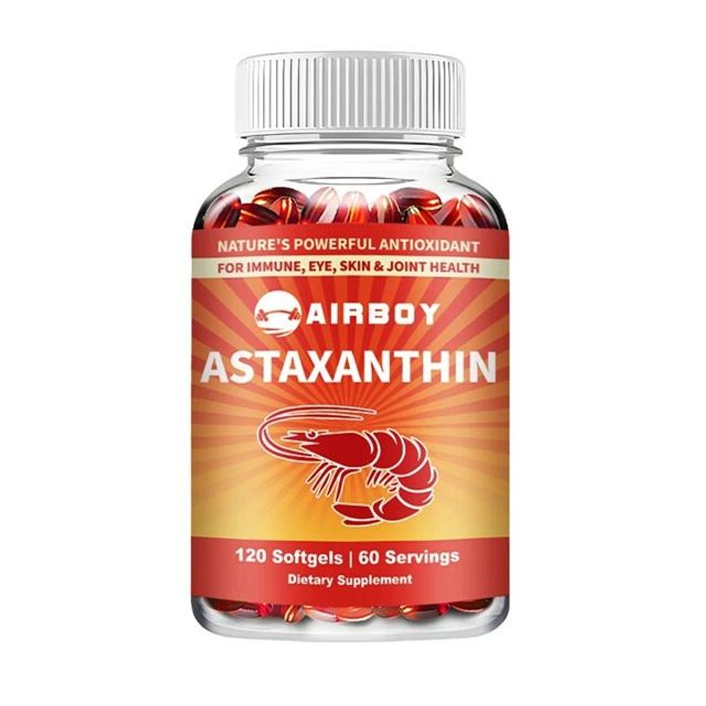 Astaxanthin 12mg (120 Kapseln) Nahrungsergänzungsmittel, Antioxidans, Haut, Augen, Gelenken, Herz, Anti-Aging, Immunsystem