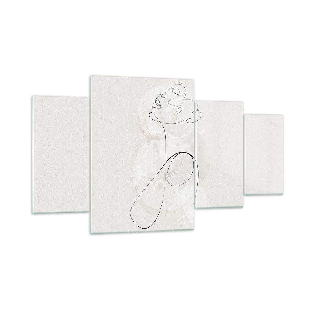 Bilder auf glas - 4 Teile - Frau eins Linie - 160x90cm - Glasbilder - Wandbilder - Bilder - zum Aufhängen bereit - Wanddekoration aus Glas - Glas ...