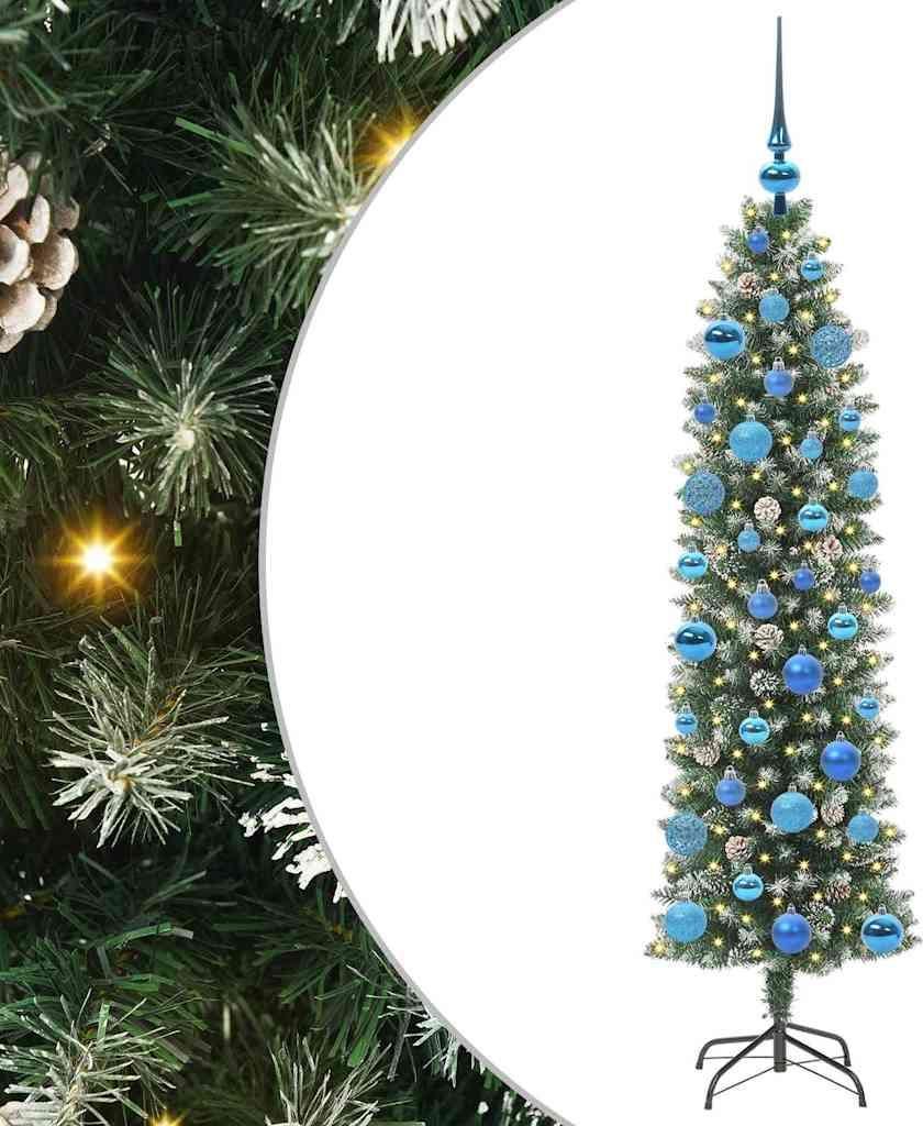 Künstlicher schlanker Weihnachtsbaum Grün und Weiß 150 cm