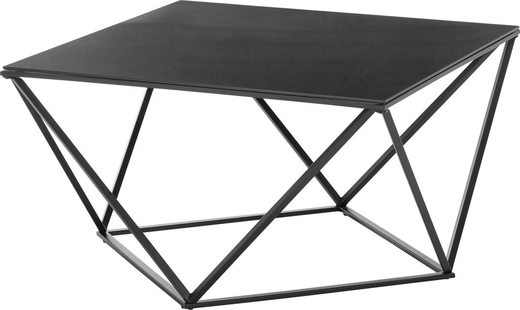 Couchtisch >Senta< in schwarz, Glas, Metall - 80x45x80cm (BxHxT)