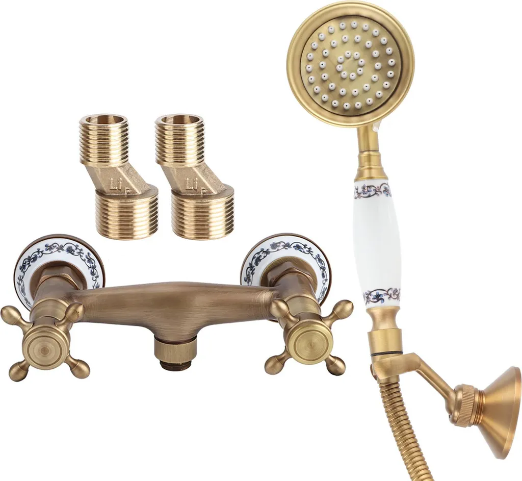 Kit Douchette en Cuivre Style Rétro avec Tuyau pour Douche Encastrée