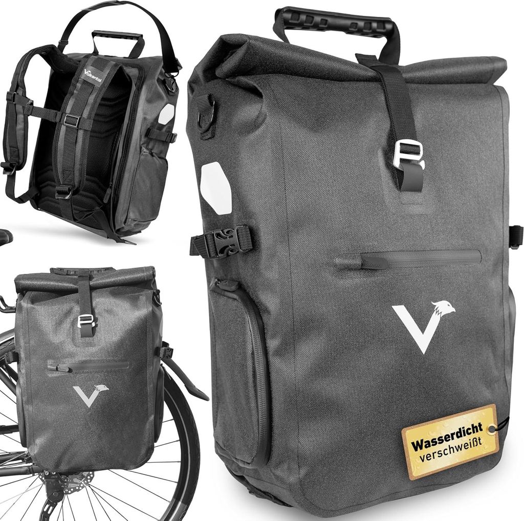3-in-1 Fahrradtasche - Hochwertiger Wasserdichter Rucksack und Umhängetasche - 23L - Umweltfreundliches TPU