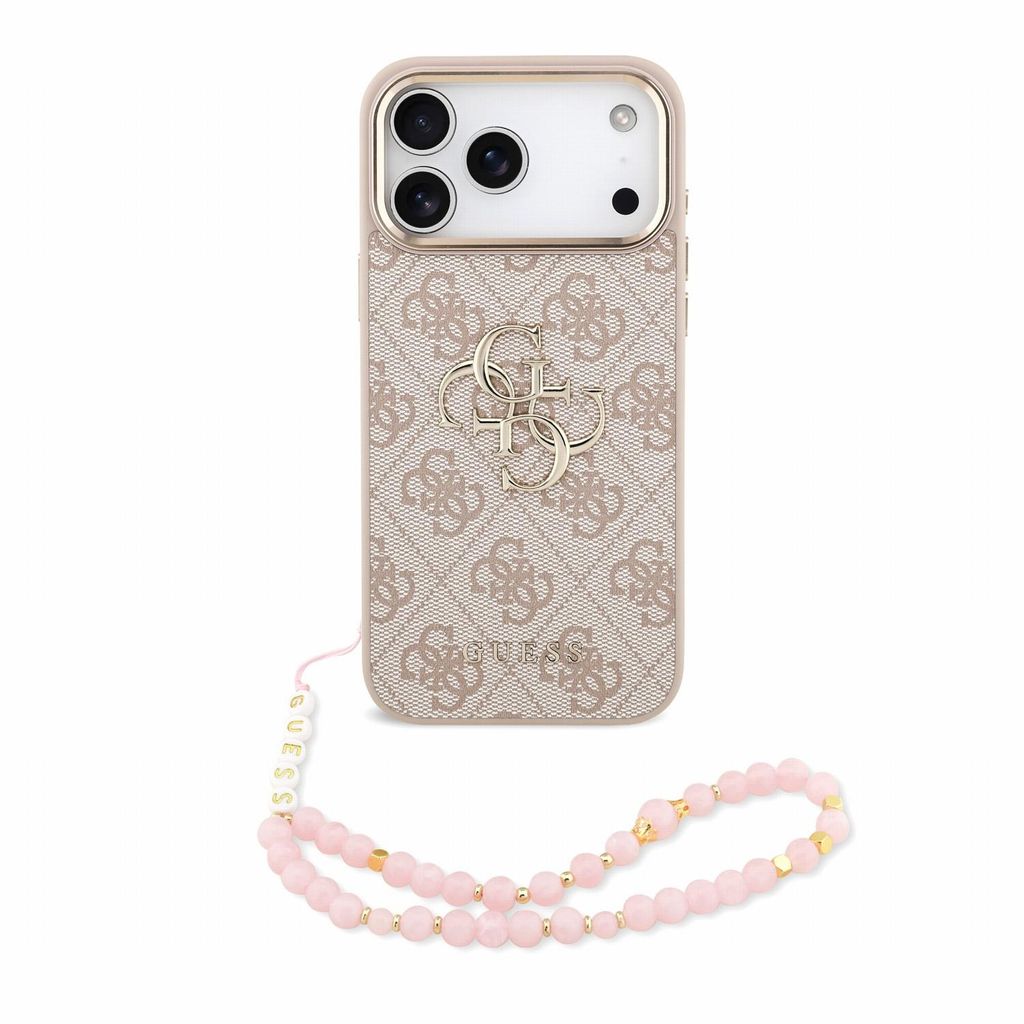 Guess Big Logo Hülle iPhone 18 Pro Max Kunstleder rosa mit Produktbild 