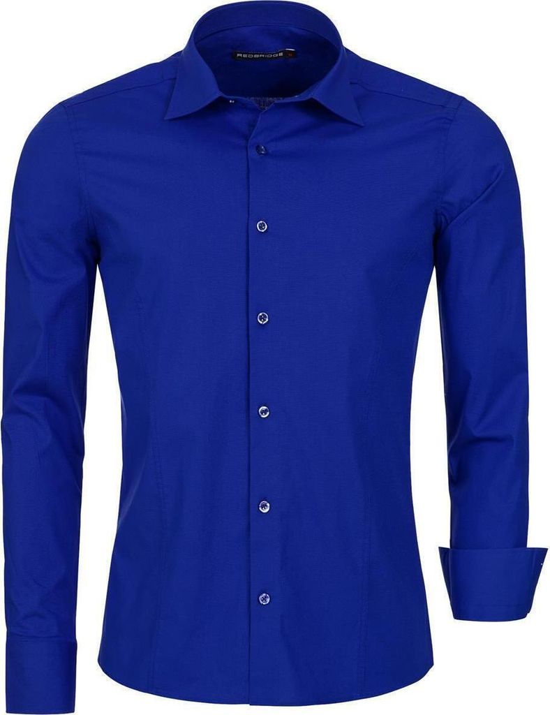 Red Bridge Herren Basic Design Slim Fit Langarm Hemd Saxeblue 4XL