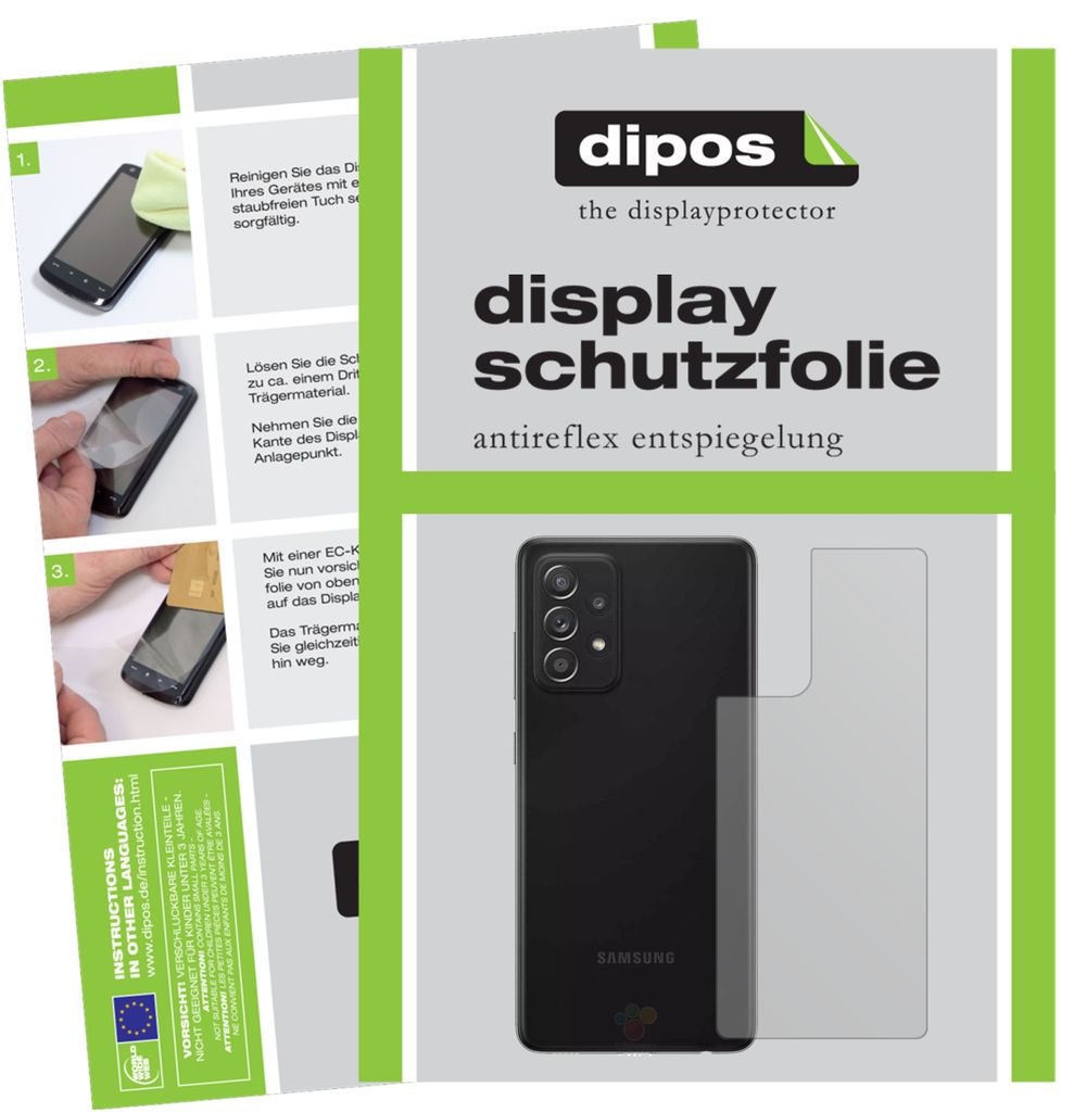 2x Schutzfolie für Samsung Galaxy A52s 5G Rückseite matt Displayschutzfolie Folie Display Schutz dipos