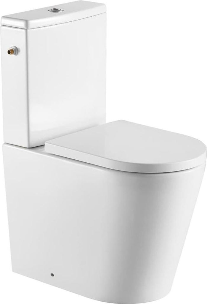 SAT FINE Stand-Kombi-WC Stand-WC mit Spülkasten Toilette Wasseranschluss links/rechts spülrandlos mit SoftClose WC-Sitz, weiß