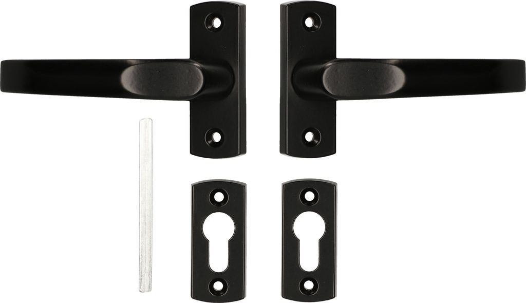 KOTARBAU Drückerpaar 125 mm Schwarz mit Rosetten und Vierkant für Profilzylinder