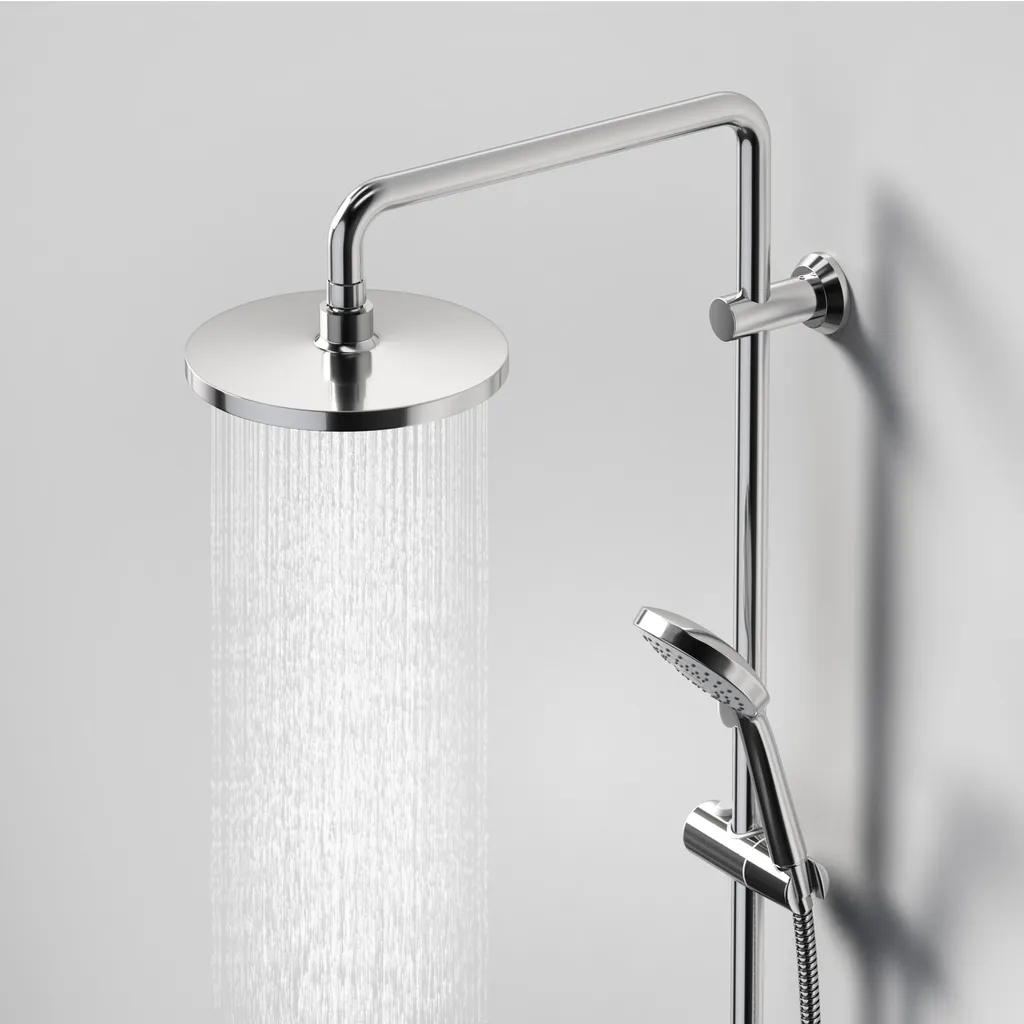 JOHO Colonna Doccia Acciaio Inox con Soffione e Doccetta, Doccia Colonna senza Miscelatore Termostatica, Set Doccia a Pioggia D23cm Tondo Cromo