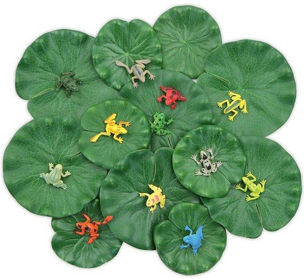 Plastik Kikkers und Lotusblätter - Set aus 24 - lebendig - nachhaltig