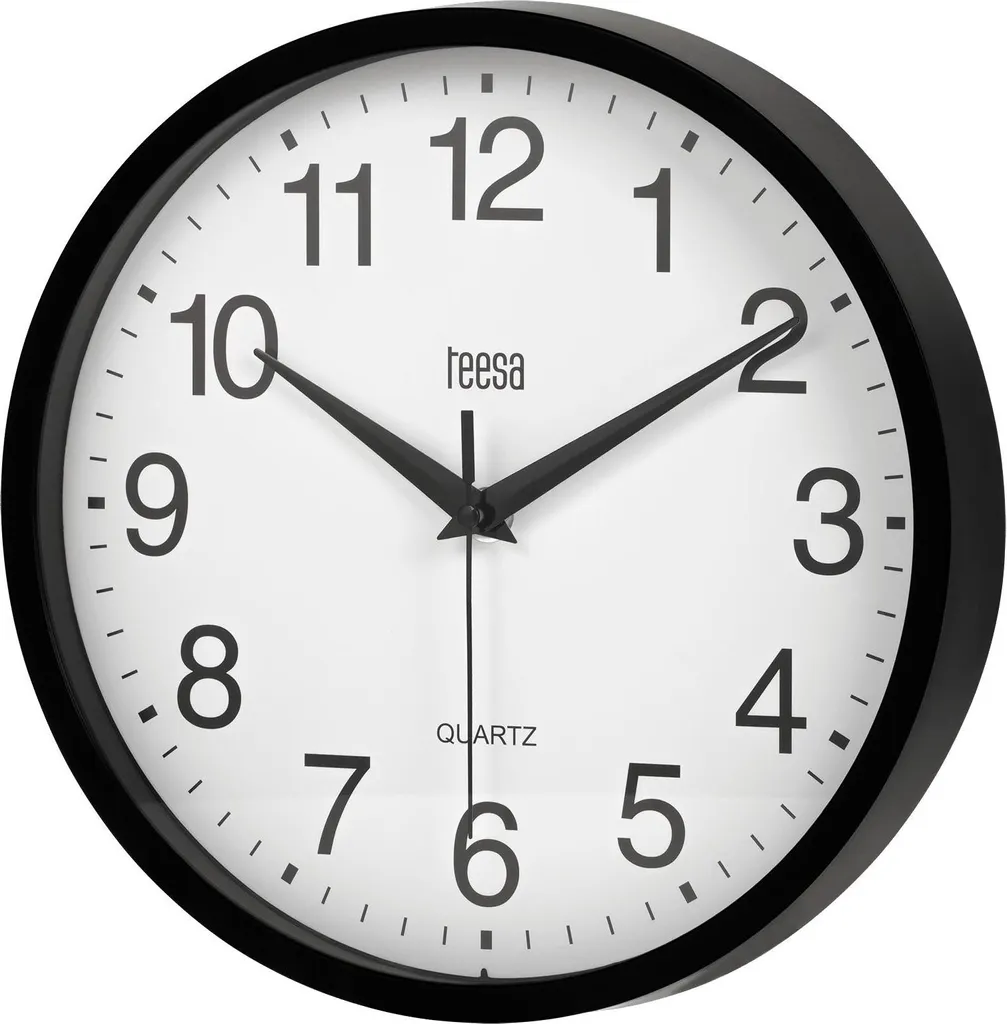 Horloge ronde de cuisine Teesa TSA0037B noire avec chiffres lisibles