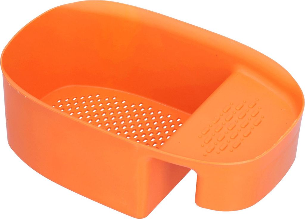 Multifunktionales Abtropfgestell für die Spüle, Obst- und Gemüseabtropfgestell mit Restefilter für die Küche, Orange