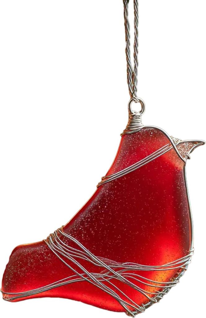 Handgefertigte Vogelornamente aus Treibglas im maritimen Stil: Kolibri, Blaumeise, Hängedekoration aus Treibglas – ein maritimes Erinnerungsstü...