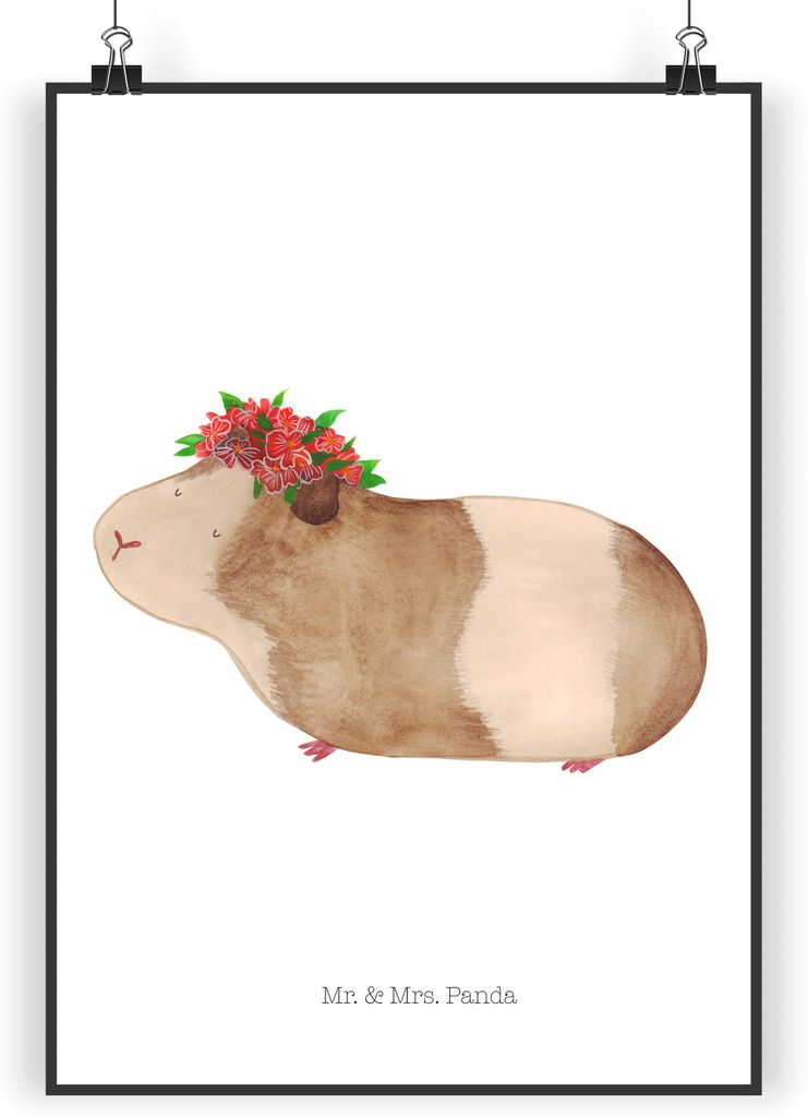 Mr. & Mrs. Panda Bild Meerschweinchen Weisheit DIN A3 - Weiß - Geschenk, Lustige Sprüche, Wandbild, Wunder, Spruch, wanddeko, drucke, Blumenkind,...