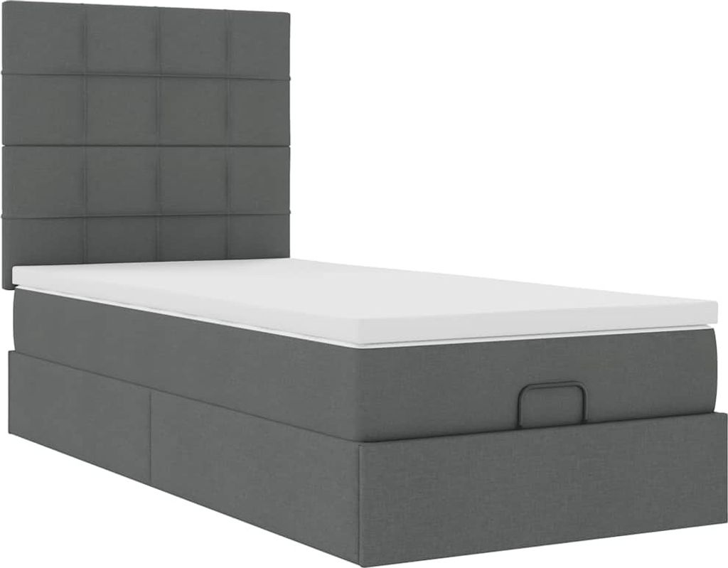 Ottoman-Bett mit Matratze Dunkelgrau 90x200 cm Stoff