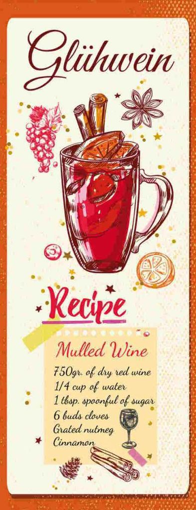 vianmo Holzschild 27x10 cm Glühwein Recipe Mulled Wine Essen Trinken