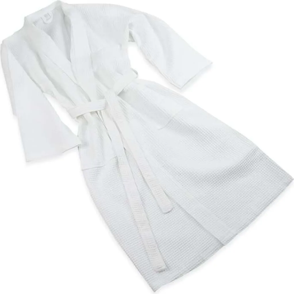 Peignoir coton gaufré blanc séchage rapide anti-humidité style kimono