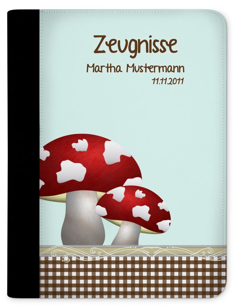 Zeugnismappe, Dokumentenmappe, Ordner A4, Pilz Blau mit Klarsichthüllen