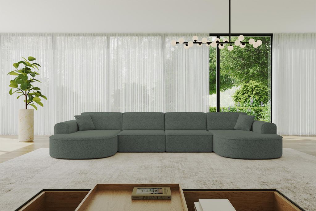 ALTDECOR Ecksofa - MARI-U2 - 388x171x79,5 - Grün Corner Sofa Eckcouch Couch U-Form, Wohnlandschaft