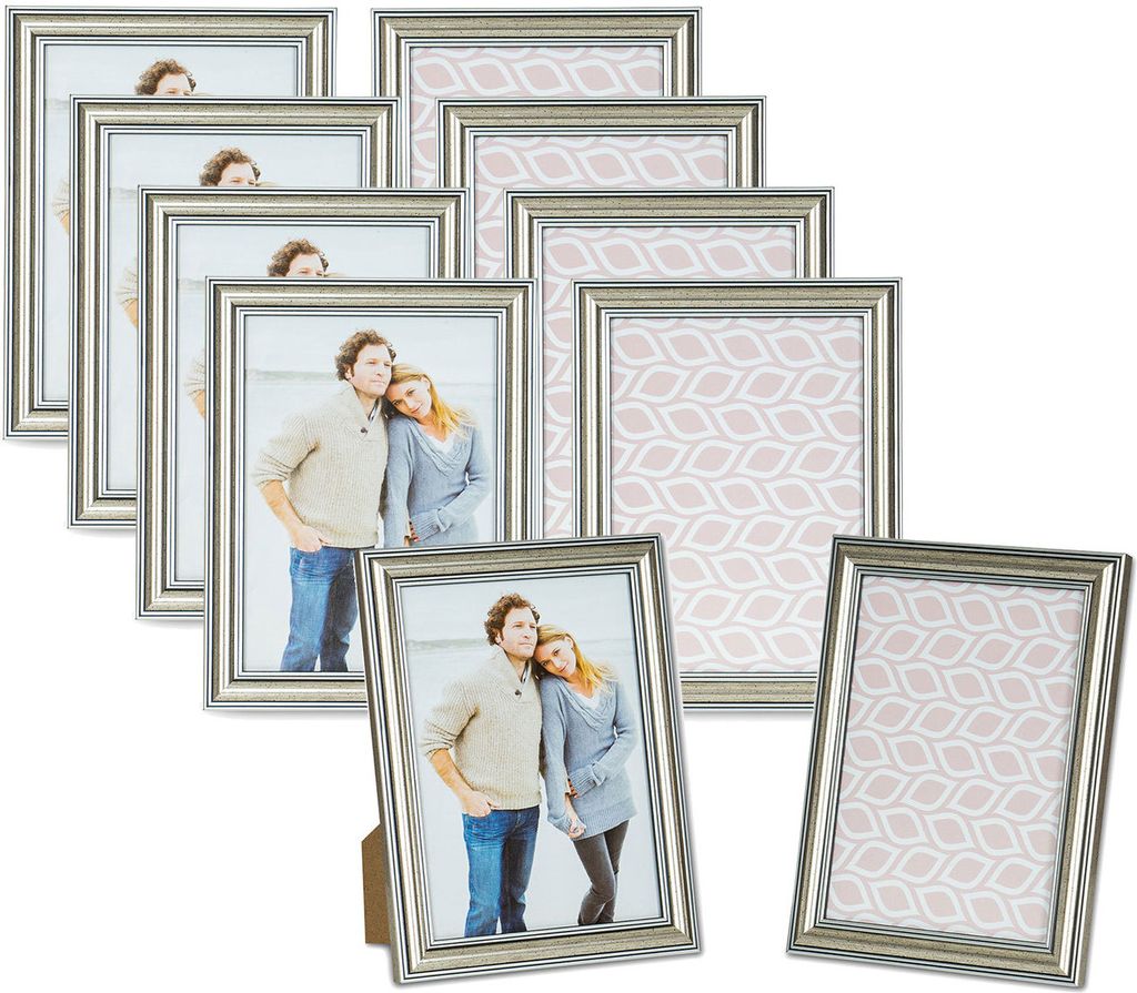 10er Set Bilderrahmen 13x18cm Fotorahmen Silber Antik Portraitrahmen Glasscheibe Wanddeko Tischdeko