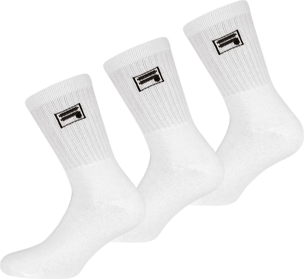 FILA Tennis Socken Herren Damen F9000 Crew 3 Paar - Farbe: Weiss - Größe: 43-46