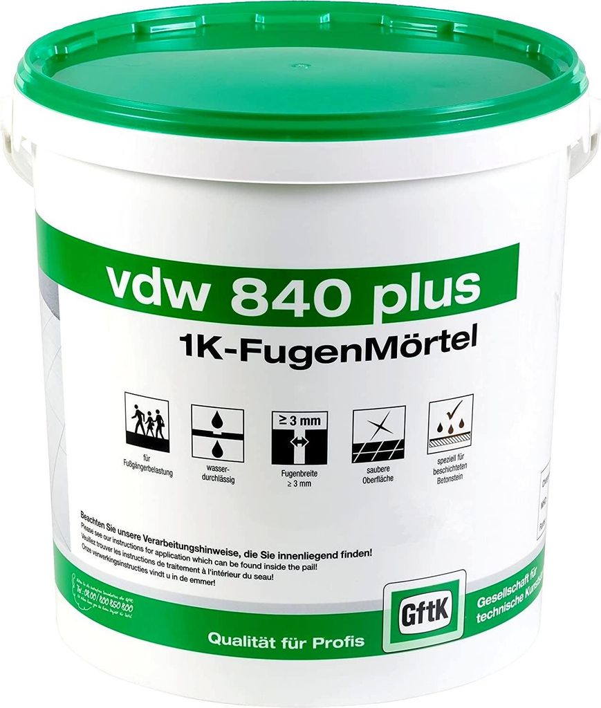 VDW 840 Plus 1K Fugenmörtel, steingrau, 12,5 kg