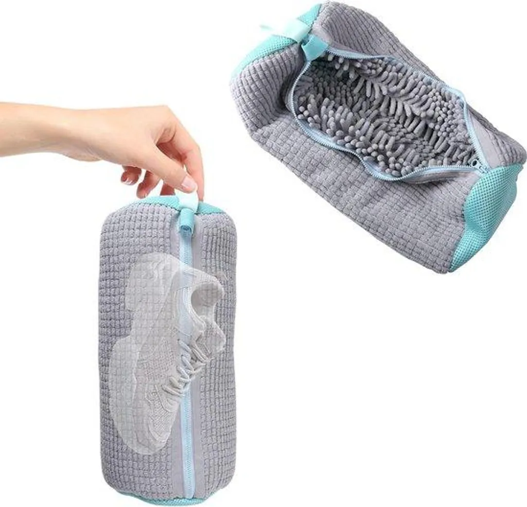 Filet de nettoyage chaussures en maille pour lave-linge - Lot de 2 Gris