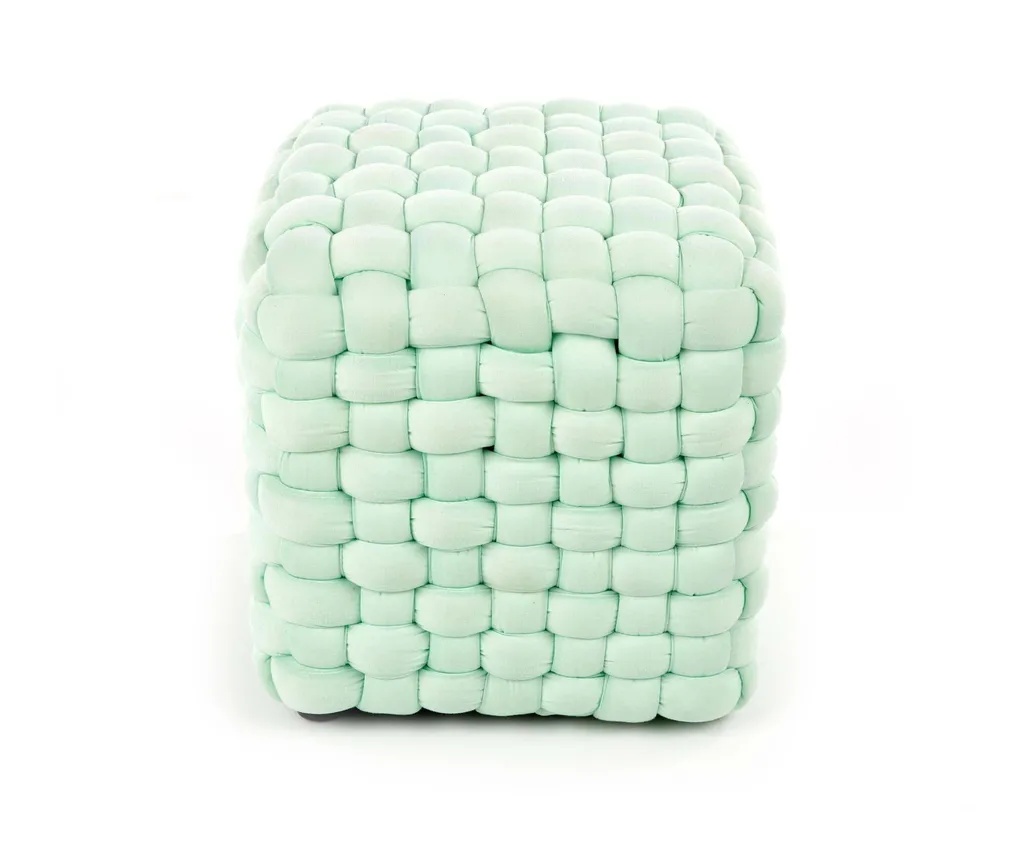 Petit tabouret design vert clair Rubik - Assise moelleuse et compacte