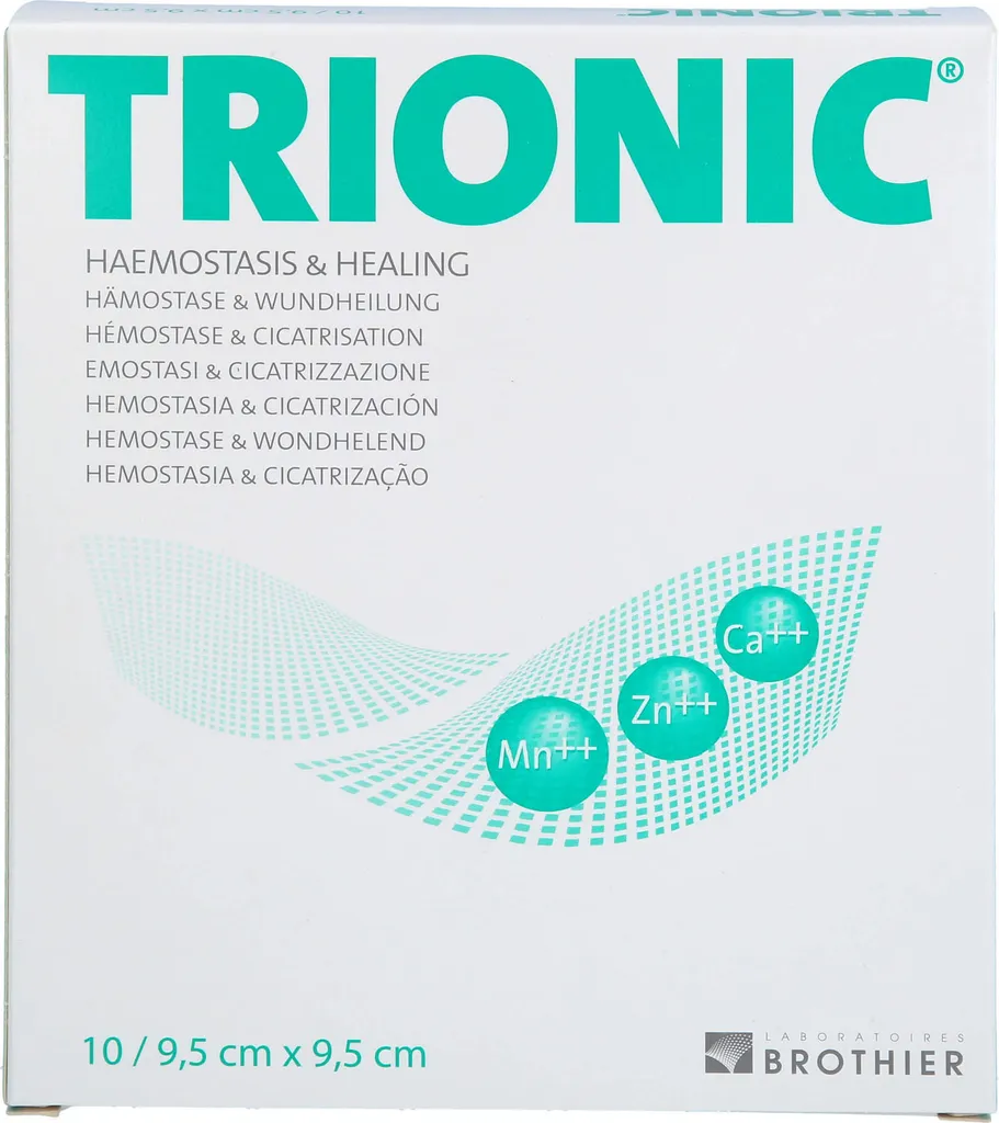 Compresse Trionic 9,5x9,5 cm - Boîte de 10 unités pour soins infirmiers