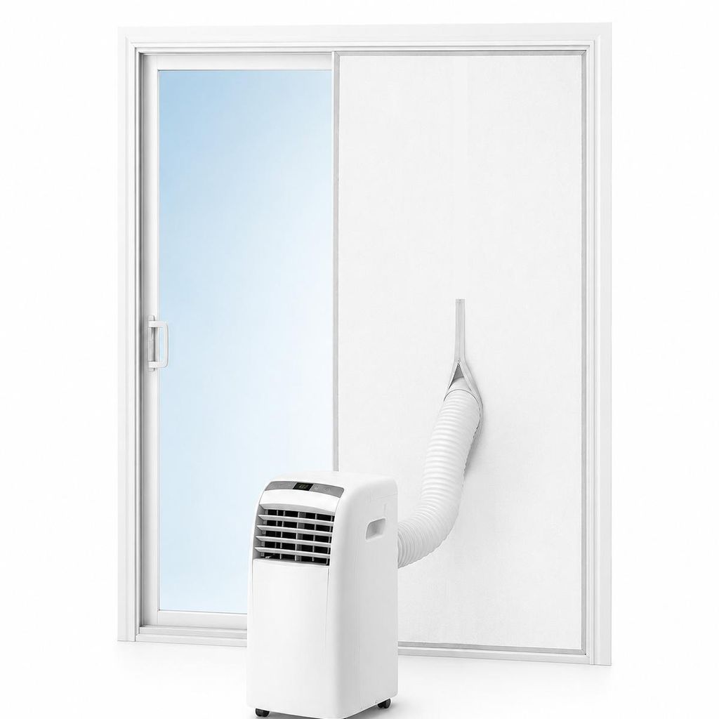 Klimaanlagen Fensterabdichtung 90x210cm, Türabdichtung für mobile Klimaanlage mit Reißverschluss, Abluftschlauch Dichtung, 7m Klettband, ohne Bo...