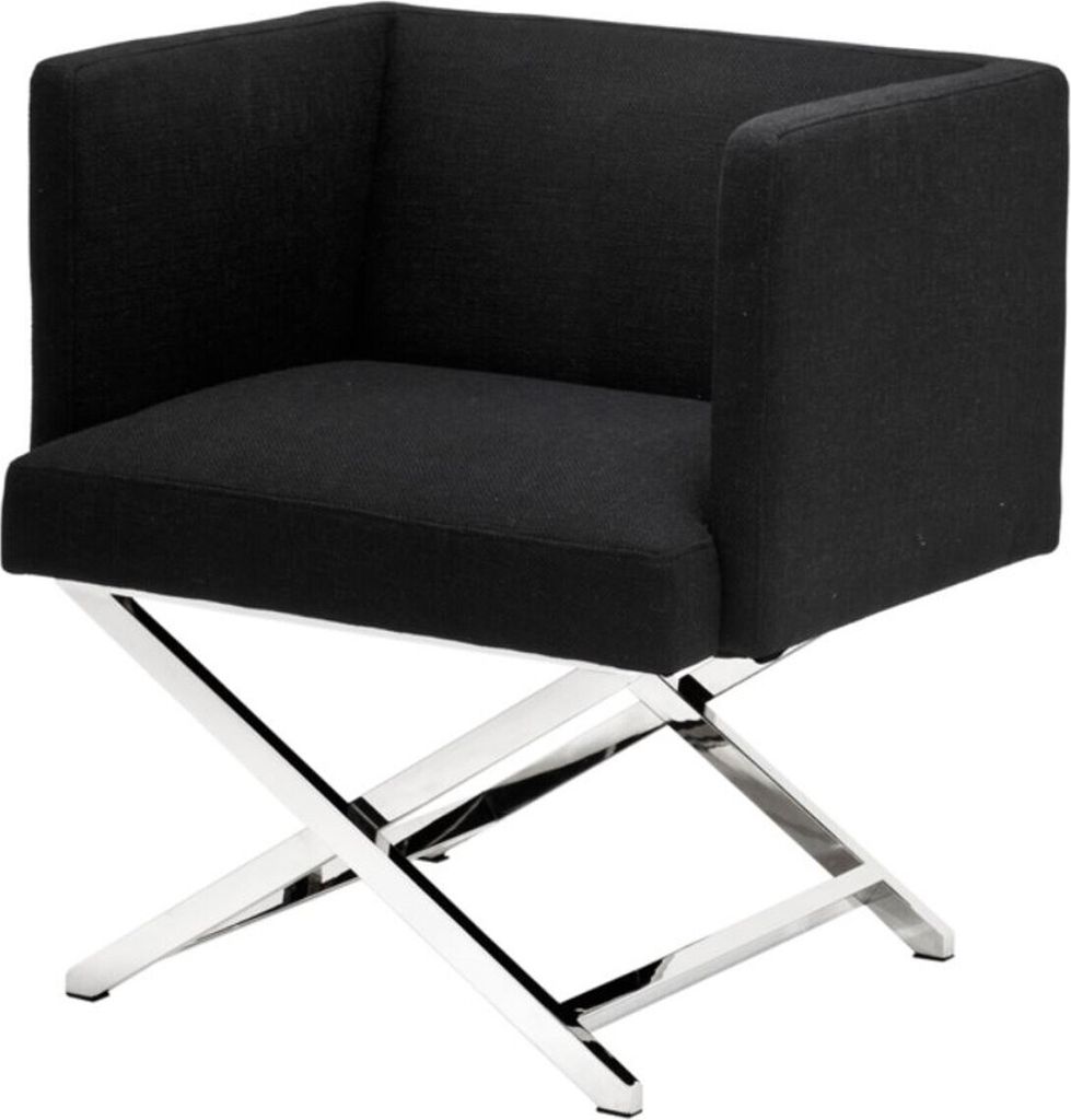 Casa Padrino Luxus Club Sessel in silber / schwarz 66 x 57 x H. 74 cm - Art Deco Möbel