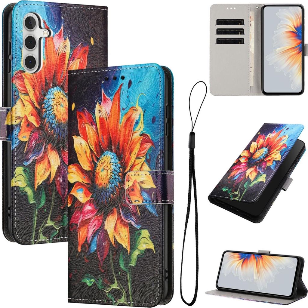 Klapp Schutz Handyhülle für Samsung Galaxy A57 5G Kunstleder Schmetterling Motiv