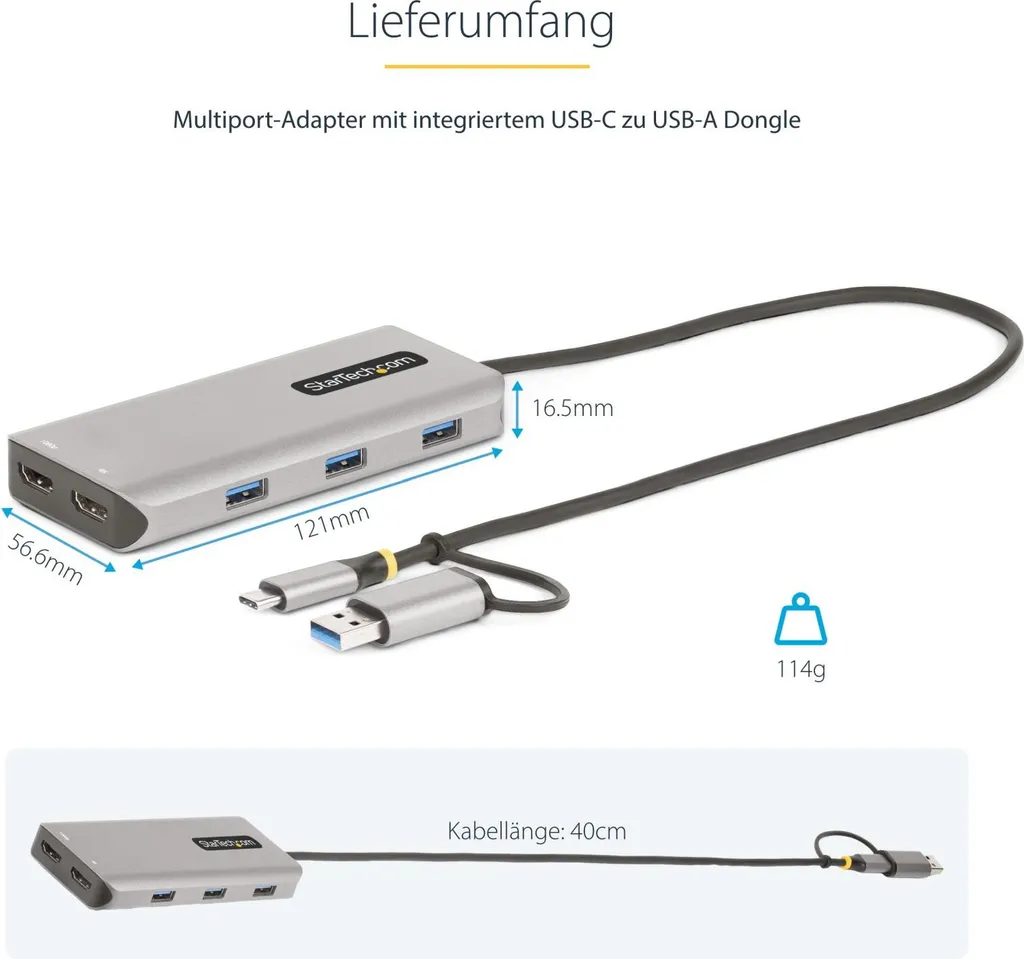 Adaptateur Double Écran HDMI pour PC Portable USB-C et USB-A - Bureau IT - 12