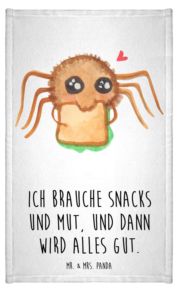 Mr. & Mrs. Panda Handtuch Spinne Agathe Sandwich - Weiß - Geschenk, Kleines, Hungrig, Klein, Gästehandtuch 30x50, Alles Wird gut, Lebensfreude, g...