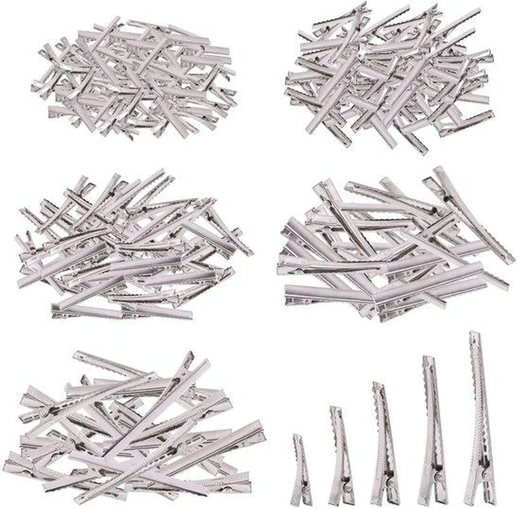 Barrettes argentées à faire soi-même clips en métal plat - 5 tailles