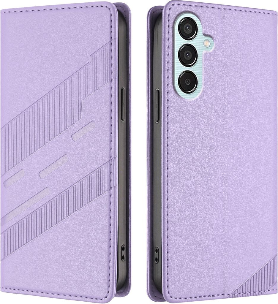 Hülle für Samsung Galaxy M15, Kunstleder Brieftaschen Handyhülle mit Kartenfach und Standfunktion Violett
