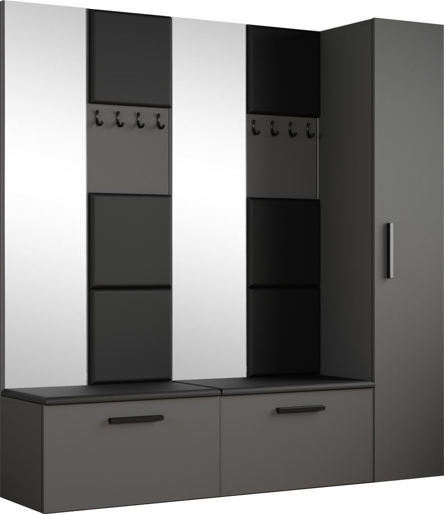 Masseno Garderobe-Set MODULO 201,2/204/40 cm Modern Garderobenschrank Grau